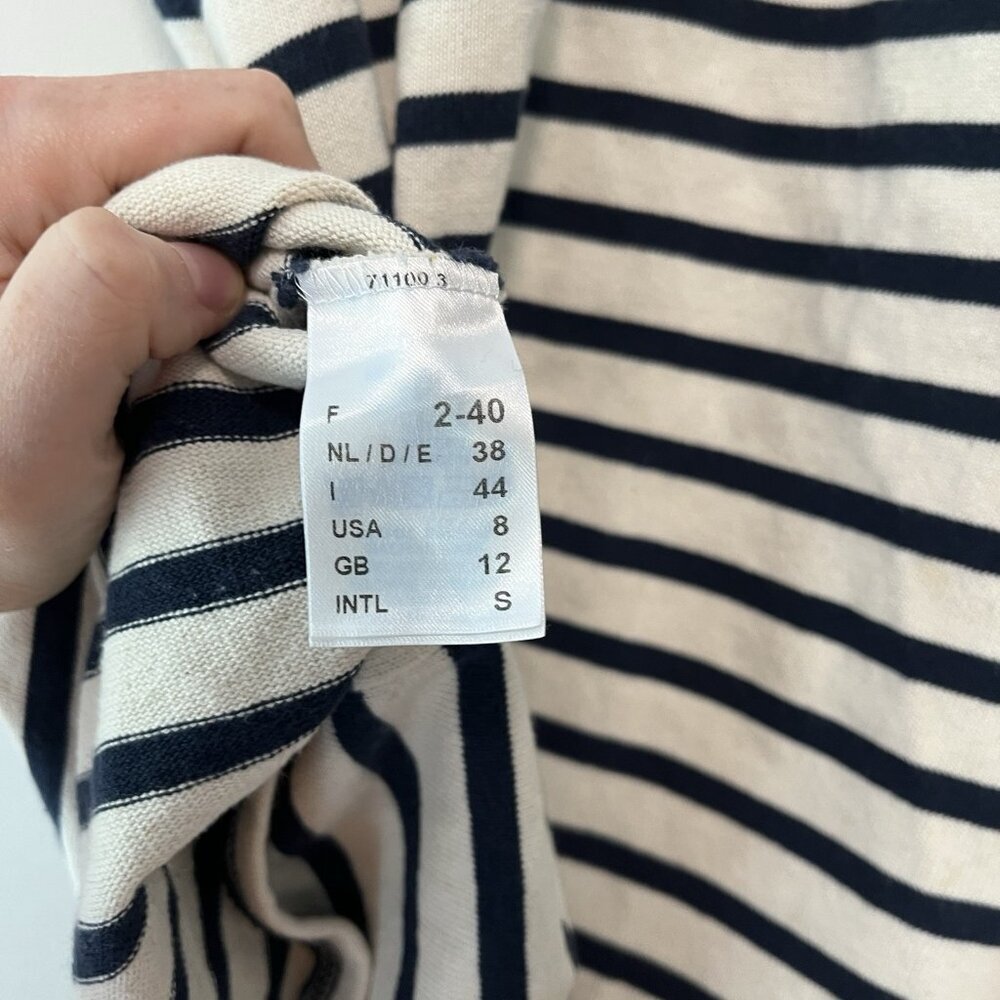 Saint James Menerbes Breton Striped Short Sleeve V-Neck‎ Nautical Coastal Dress - Picture 10 of 14